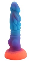 Mystic Bloom Dildo – Der erleuchtete Hüter verborgener Gärten, 22 cm, leuchtendes Blau-Violett, strukturierte Oberfläche
