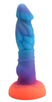 Mystic Bloom Dildo – Der erleuchtete Hüter verborgener Gärten, 22 cm, leuchtendes Blau-Violett, strukturierte Oberfläche