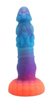 Mystic Bloom Dildo – Der erleuchtete Hüter verborgener Gärten, 22 cm, leuchtendes Blau-Violett, strukturierte Oberfläche
