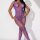 Violet Lace Mesh Bodystocking – Purple Fishnet Catsuit with Lace Details & Open Crotch, One Size XS–L