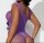 Violet Lace Mesh Bodystocking – Purple Fishnet Catsuit with Lace Details & Open Crotch, One Size XS–L