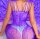 Violet Lace Mesh Bodystocking – Purple Fishnet Catsuit with Lace Details & Open Crotch, One Size XS–L