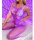 Violet Lace Mesh Bodystocking – Purple Fishnet Catsuit with Lace Details & Open Crotch, One Size XS–L