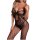 Lace Bow Ouvert Bodystocking – Schwarzer Spitzen-Catsuit mit Satin-Schleife & Netz-Design, XS–L