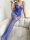 Cobalt Petal Straps Bodystocking – Cobalt blue mesh catsuit with floral lace, multi straps & open crotch, One Size XS–XL