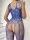 Cobalt Petal Straps Bodystocking – Cobalt blue mesh catsuit with floral lace, multi straps & open crotch, One Size XS–XL