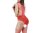 Scarlet Garter Net Bodystocking – Red Fishnet Catsuit with Suspender Look & Open Crotch, One Size XS–L up to 70 kg