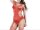 Scarlet Garter Net Bodystocking – Red Fishnet Catsuit with Suspender Look & Open Crotch, One Size XS–L up to 70 kg
