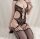 Eclipse Halo Ring Bodystocking – Black cut out mesh catsuit with halterneck, ring details & garter effect, closed crotch, One Size XS–L