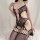 Eclipse Halo Ring Bodystocking – Black cut out mesh catsuit with halterneck, ring details & garter effect, closed crotch, One Size XS–L