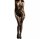 Nightfall Crisscross Halter Bodystocking – Deep black fishnet catsuit with lace up neckline, floral lace & open crotch, One Size up to 70 kg