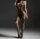 Nightfall Crisscross Halter Bodystocking – Deep black fishnet catsuit with lace up neckline, floral lace & open crotch, One Size up to 70 kg