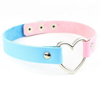 Pastel Heart Choker Pink/Blue – Kunstleder Halsband...