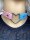 Pastel Heart Choker Pink/Blue – Kunstleder Halsband ca. 40 cm, Unisex Statement