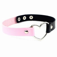 Two-Tone Heart Choker Pink/Black – Kunstleder...