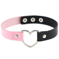 Two-Tone Heart Choker Pink/Black – Kunstleder...